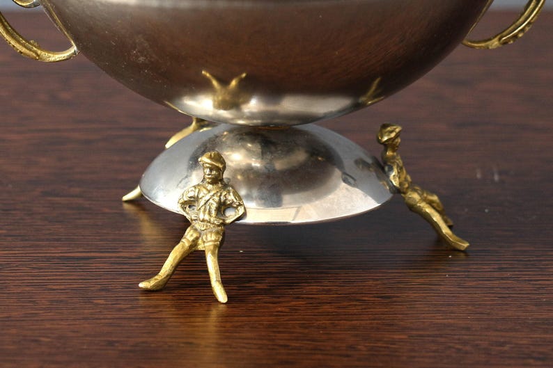 Gold Plated Bowl with Feet, Mirror Fruit Bowl with Handles, Small Tray With feet-men, Round Centerpiece Candy Dish, Repousse Gilded Bowl. image 6