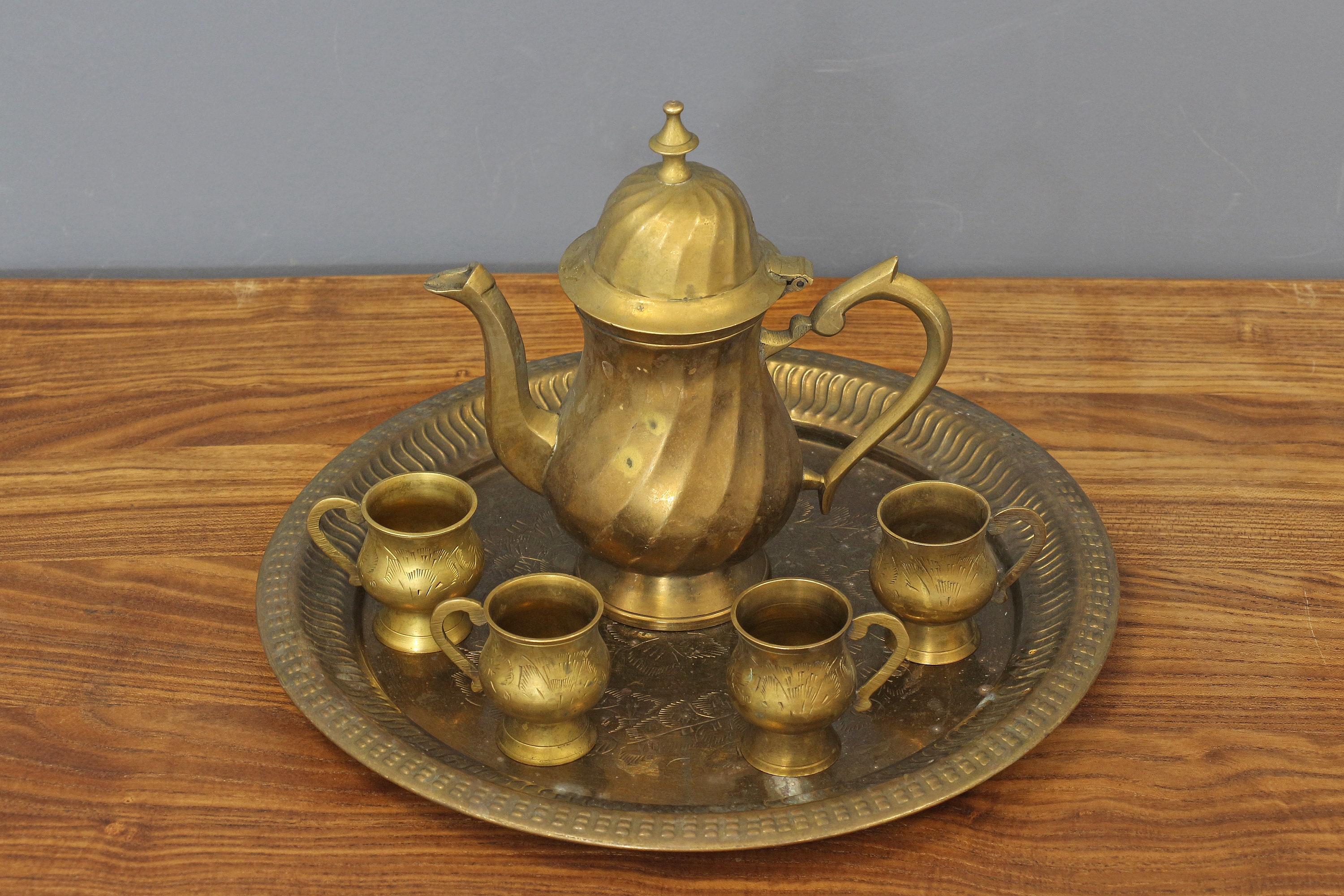 Antique Cute Miniature Brass Tea Kettle Vintage Indian 1960s Brass Teapot  Shelf Decor 