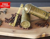 Vintage Brass Coffee Grinder, Large Traditional Turkish Mill, Brass Spice Grinder 19c. Antique made in Yugoslavia.
