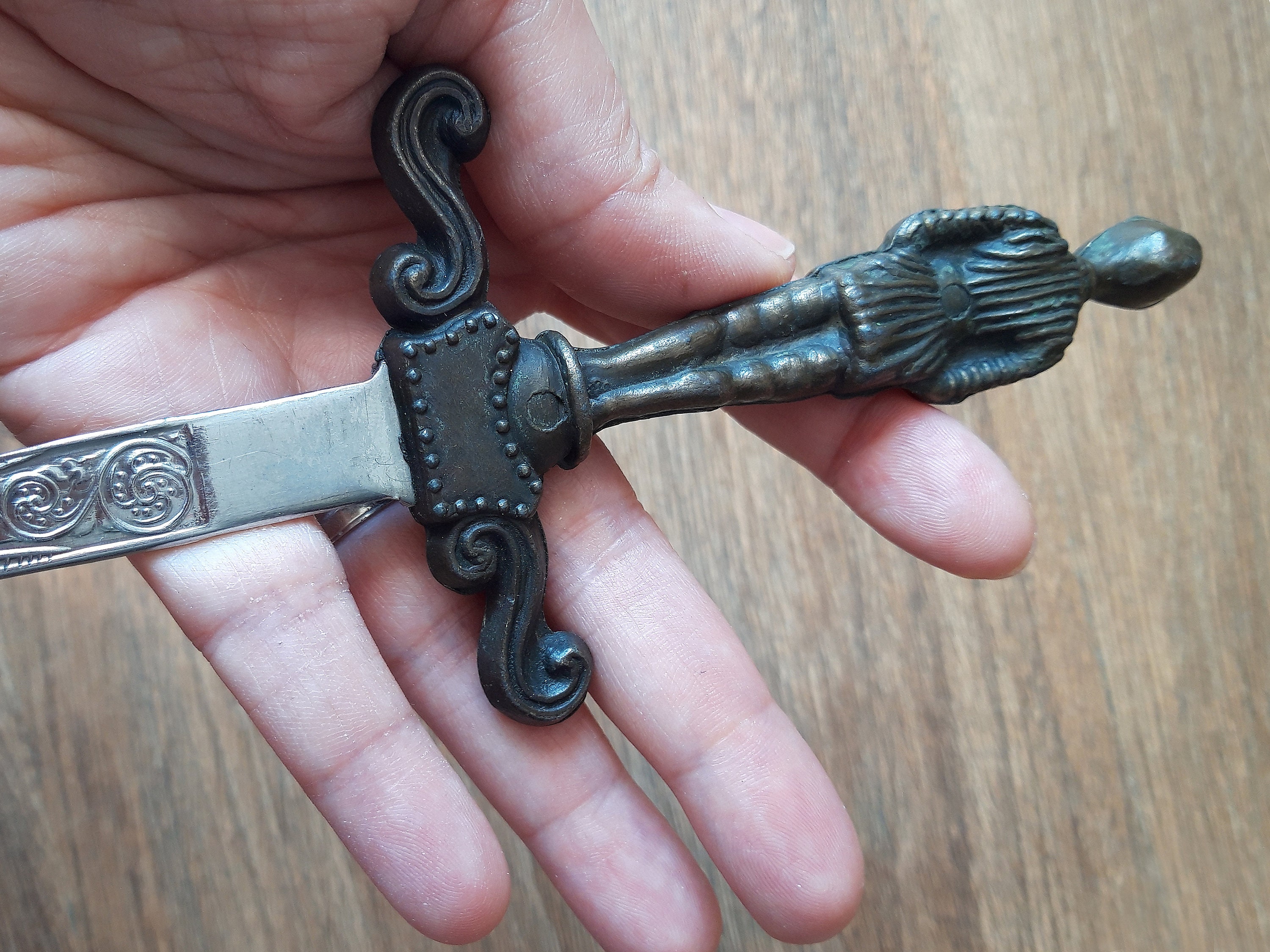 Vintage Metal Blade Old Envelope Knife. Knight Handle Paper