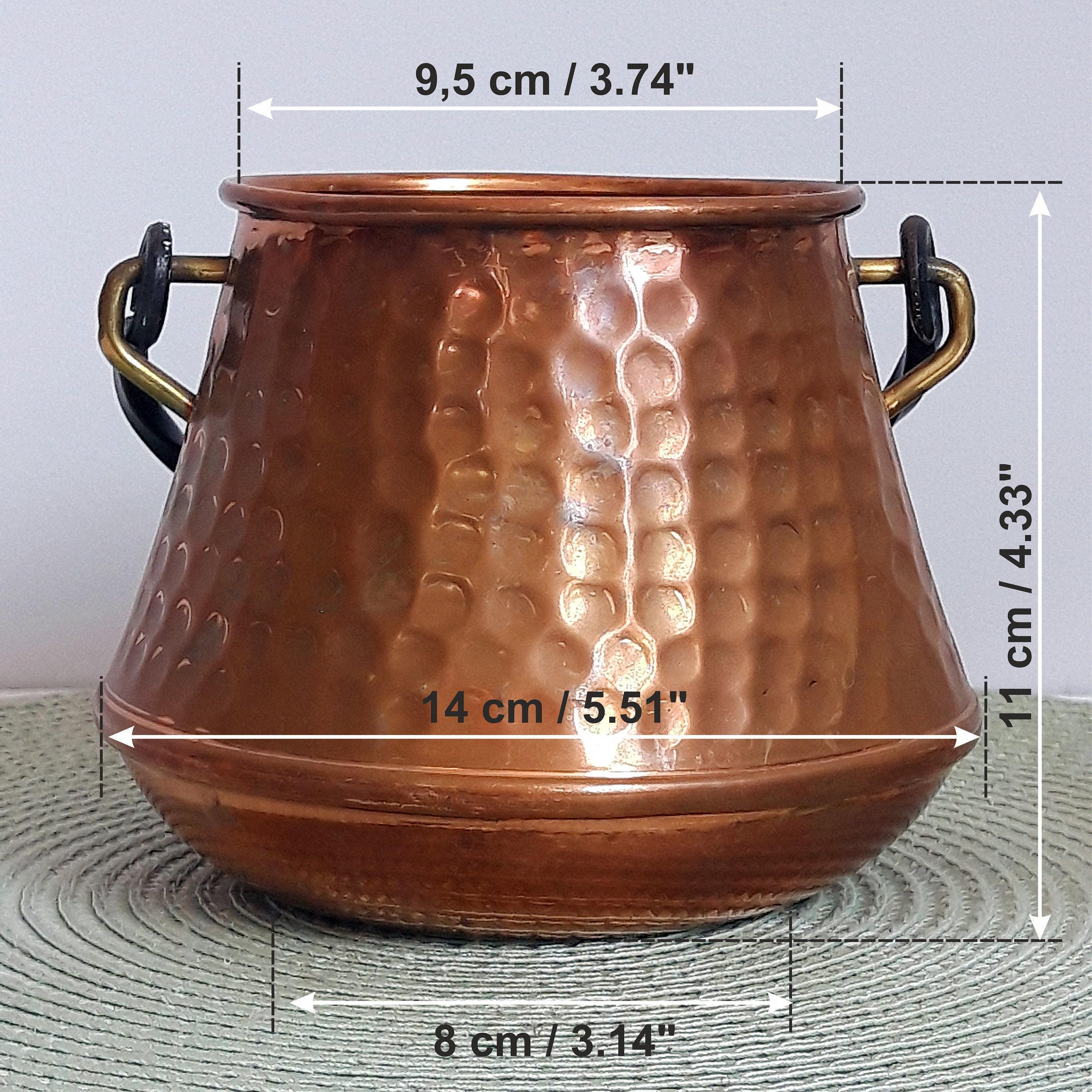 ヴィンテージの槌目銅製ポット – 素朴な農家風装飾、槌目銅製バケツ 