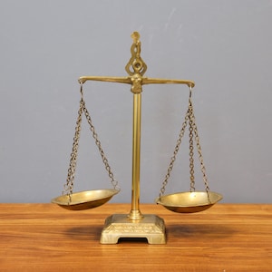 Brass Scale of Justice, Law Office Decor, Elegant Home Decor, Brass Balance Scale, Ornate Bronze Scale, Library Decor, Scale Centerpiece.