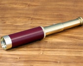 Nautical Brass Spyglass Telescope, Small 10x30 mm Collapsible Monocular, Brass Pirate Telescope with Leather Box, Functional Telescope.