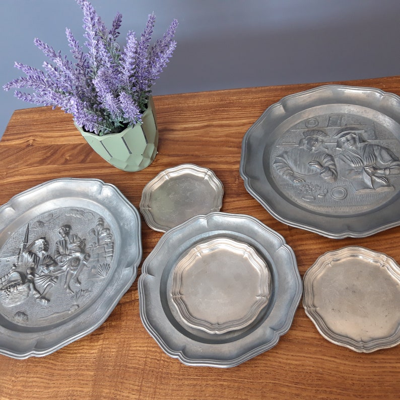 Vintage Frielingzinn Pewter Wall Plate With Country Scene / Etsy