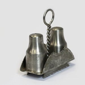 Vintage Origin Sweden Pewter Tenn Salt And Pepper Shakers, Handarbeit Tin Set Spices, Elegant Scandinavian Table decor.