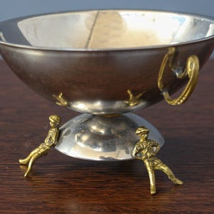 Gold Plated Bowl with Feet, Mirror Fruit Bowl with Handles, Small Tray With feet-men, Round Centerpiece Candy Dish, Repousse Gilded Bowl. image 7