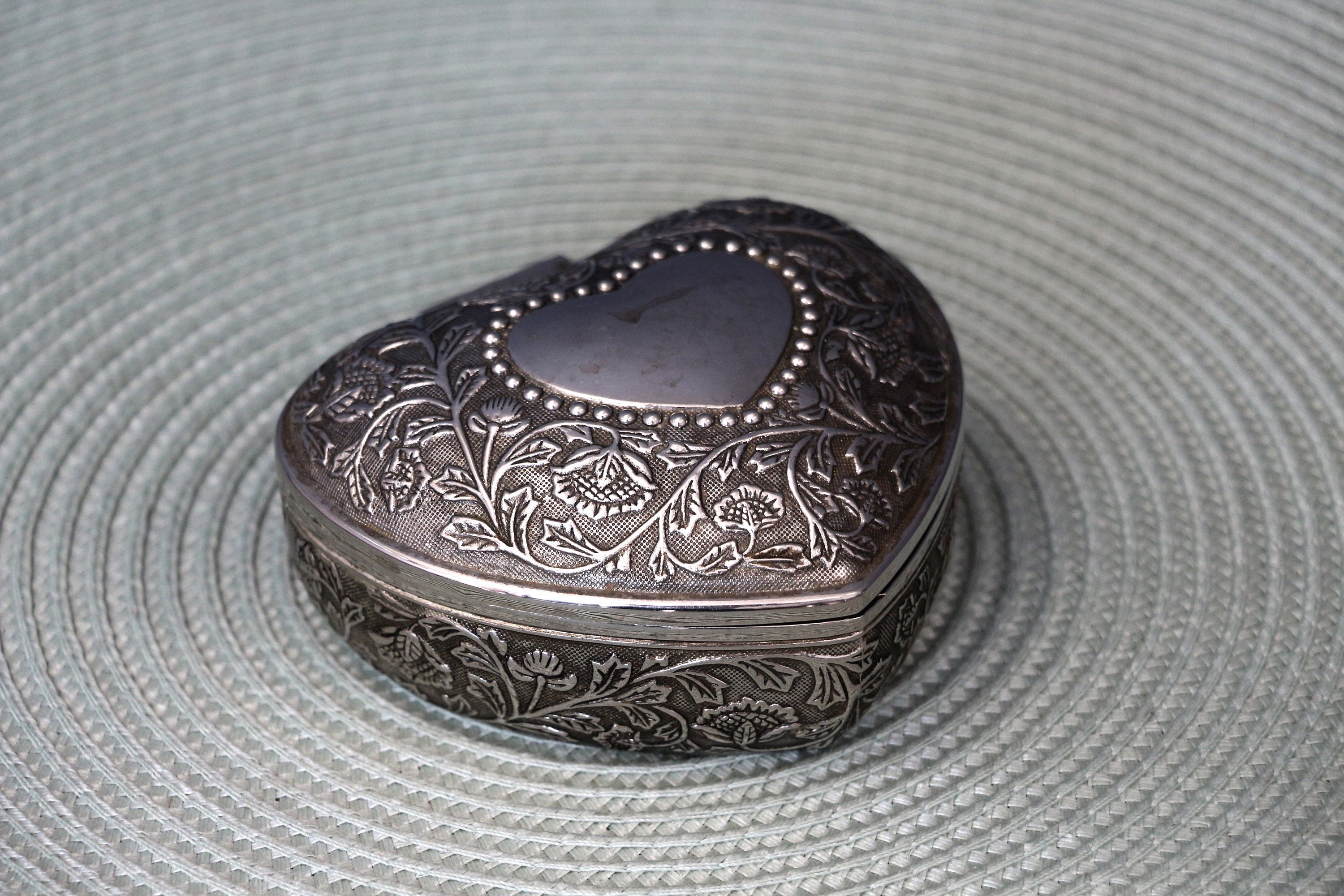 Vintage Pewter Jewelry Box. Hard design Antique Engraved Etsy