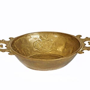 Antique Brass Bowl with Handles, German &quot;R.S.&quot; UNDER CROWN MARK Massiv Messing bowl, Solid brass serving bowl,  Brass Jardiniere planter.