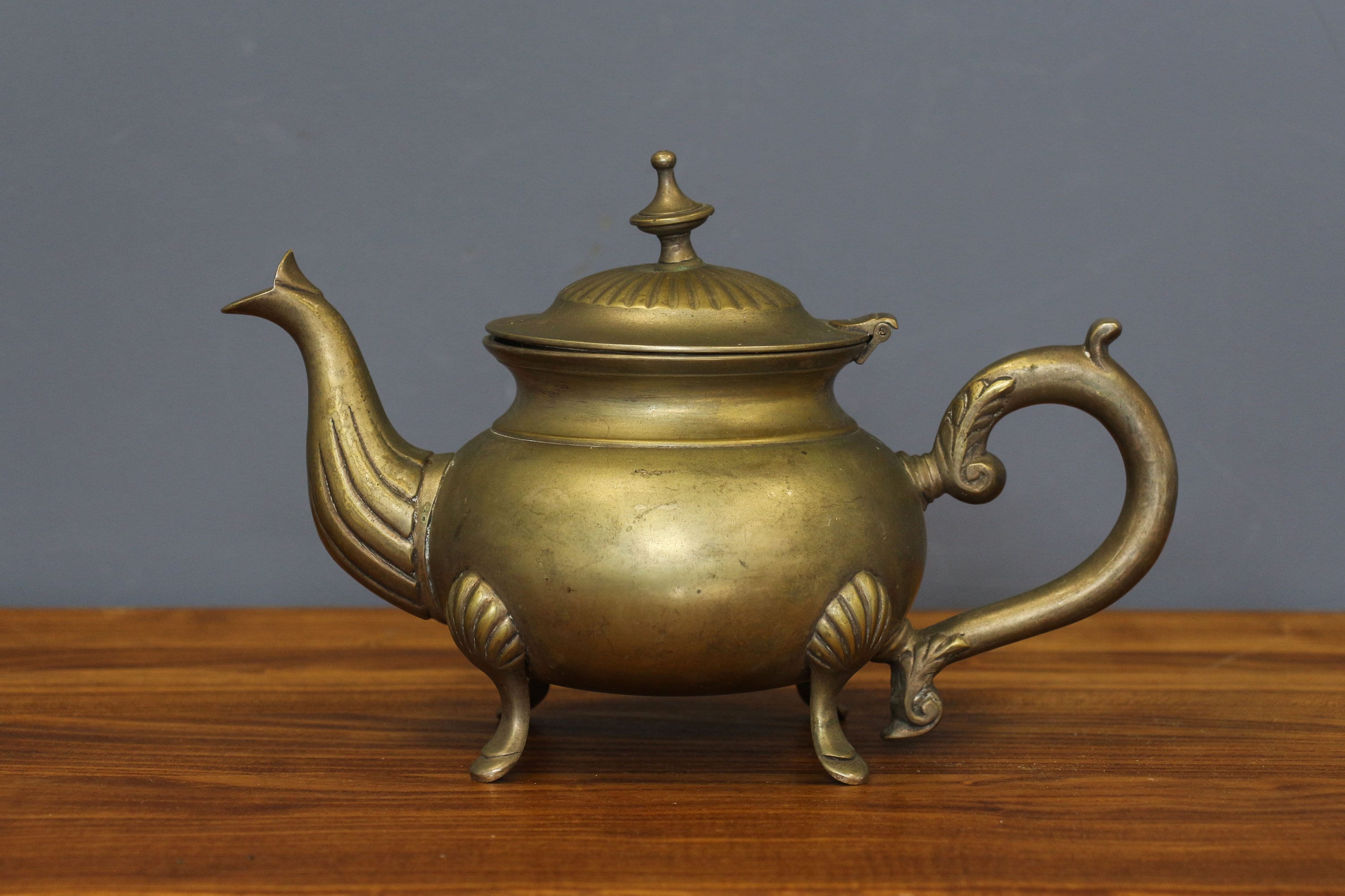 Vintage Brass 3 Footed Teapot Vintage Teapot, Tea Kettle, Brass