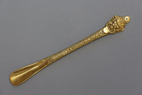 Antique Solid Brass Shoe Horn, French Bronze Shoe… - image 1