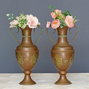 Antique Copper Amphora with Brass Decoration Copper Vase with Bronze Handles Large Copper Vase Ornate Copper Amphora French Copper Vase