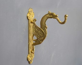 Gancio da parete in ottone decorato a forma di grifone, gancio da parete in bronzo a forma di fenice, appendiabiti a forma di drago in ottone, elegante gancio da parete in ottone, gancio in stile vittoriano.