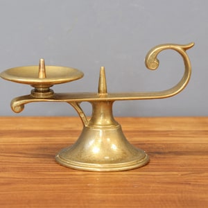 Heavy Brass Pillar Candle Holder, Bronze Chamber Chandelier, Candlestick for Large Candle, Antique Brass Brutalist Pricket Candle Holder.