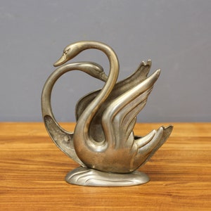 Vintage Silber überzogener Schwäne Serviettenhalter, Eleganter Tisch Silber Briefhalter, Figur Schwan Serviettenhalter, Geschenk für Sie.