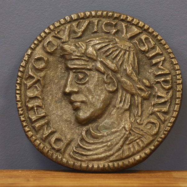 Award Medallion Bronze Alloy, Wall Pendant With Greek Motifs, 1150 jahre Rheine, Duitsland Award Plaque from Bronze, Collectible Greek Coin.