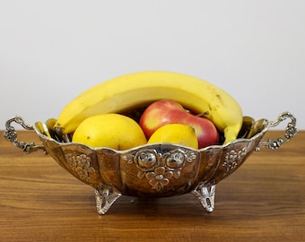 Vintage Art Deco Silver-Plated Fruit Bowl, Turkish Floral Gondola