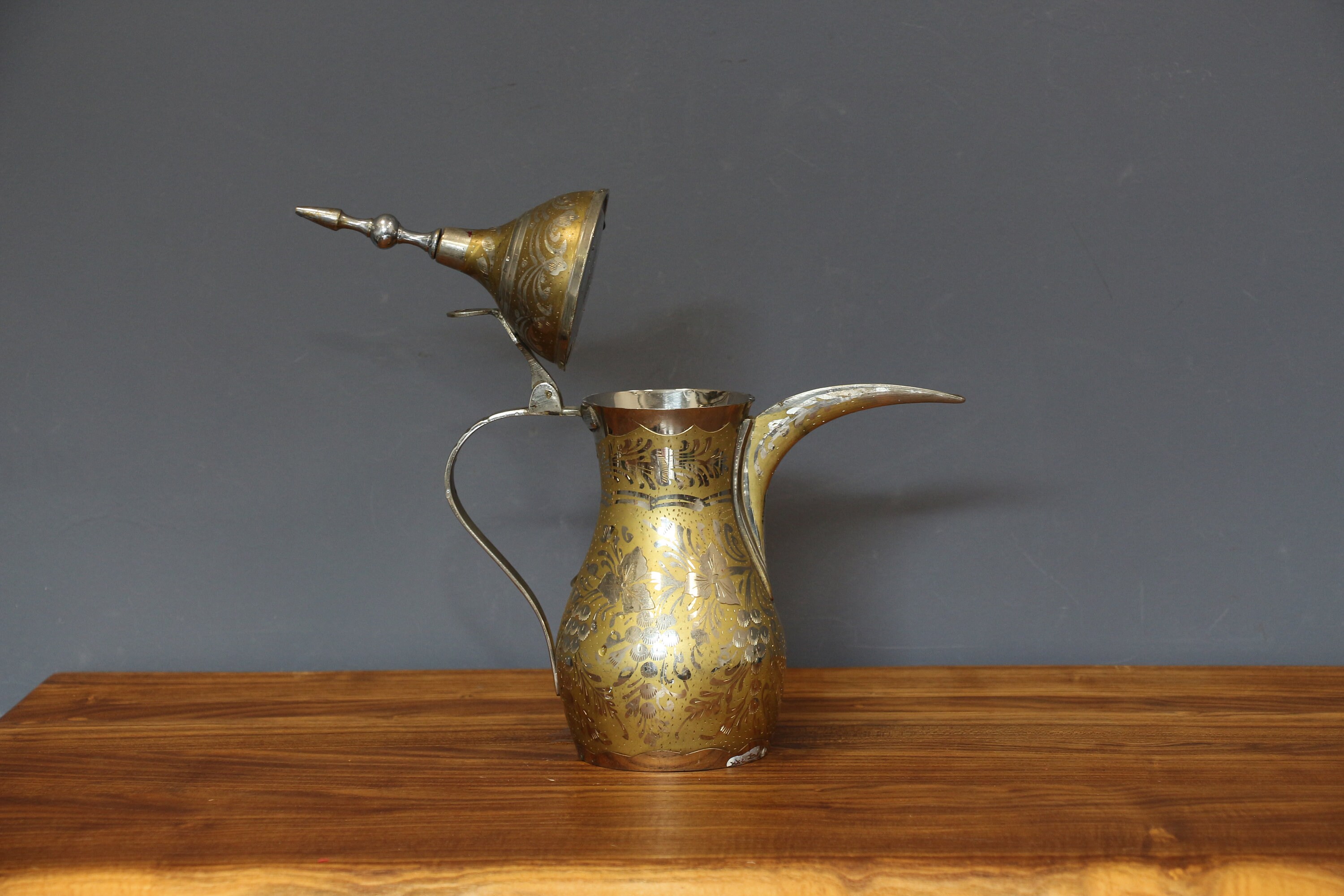 Antique Arabic Brass Coffee Pot, Islamic Brass Dallah, Brass ...