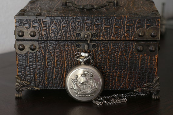 Vintage MOLNIJA Ship Pocket Watch, Men's pocket w… - image 5