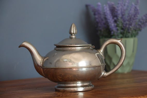 Antique Pewter Teapot Small English Coffee Pot. Elegant Tin Round Teapot. Etsy Canada