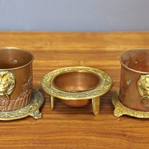 Cerámica de cobre con forma de león de la Acrópolis de bronce, decoración griega para el hogar, juego de tres