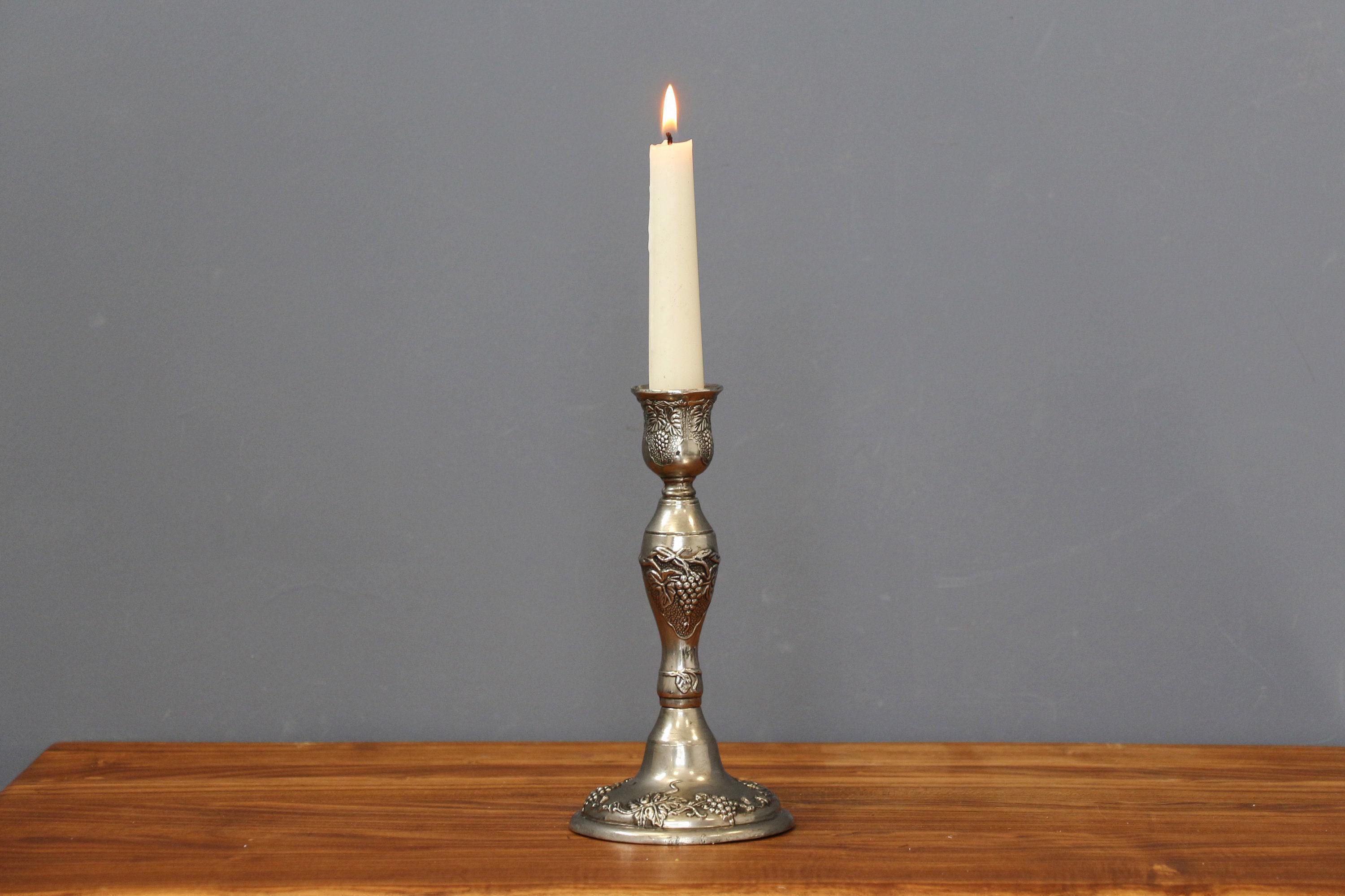 Lot Bougeoir Et Coupe Cygne Métal Argenté - Hauteur 22 Cm - Déco Vintage