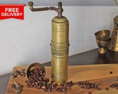 Vintage Bronze Coffee Grinder, Large Traditional Turkish Mill, Brass Spice Grinder 19c. Antique Ottoman TUGHRA Seal Antique pepper mill.