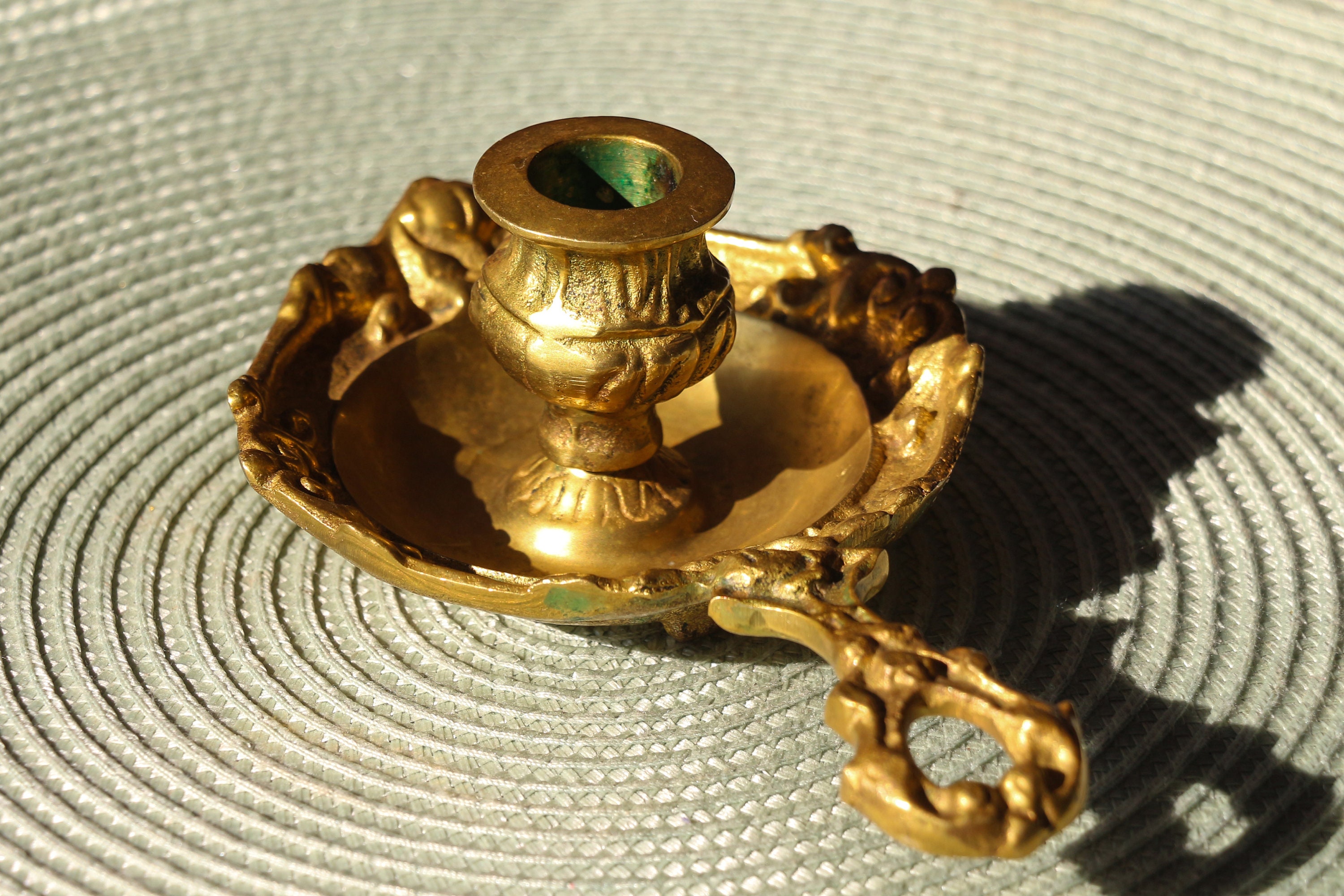 Vintage Brass Chamber Candlestick. Art Nouveau Ornate Candle Etsy