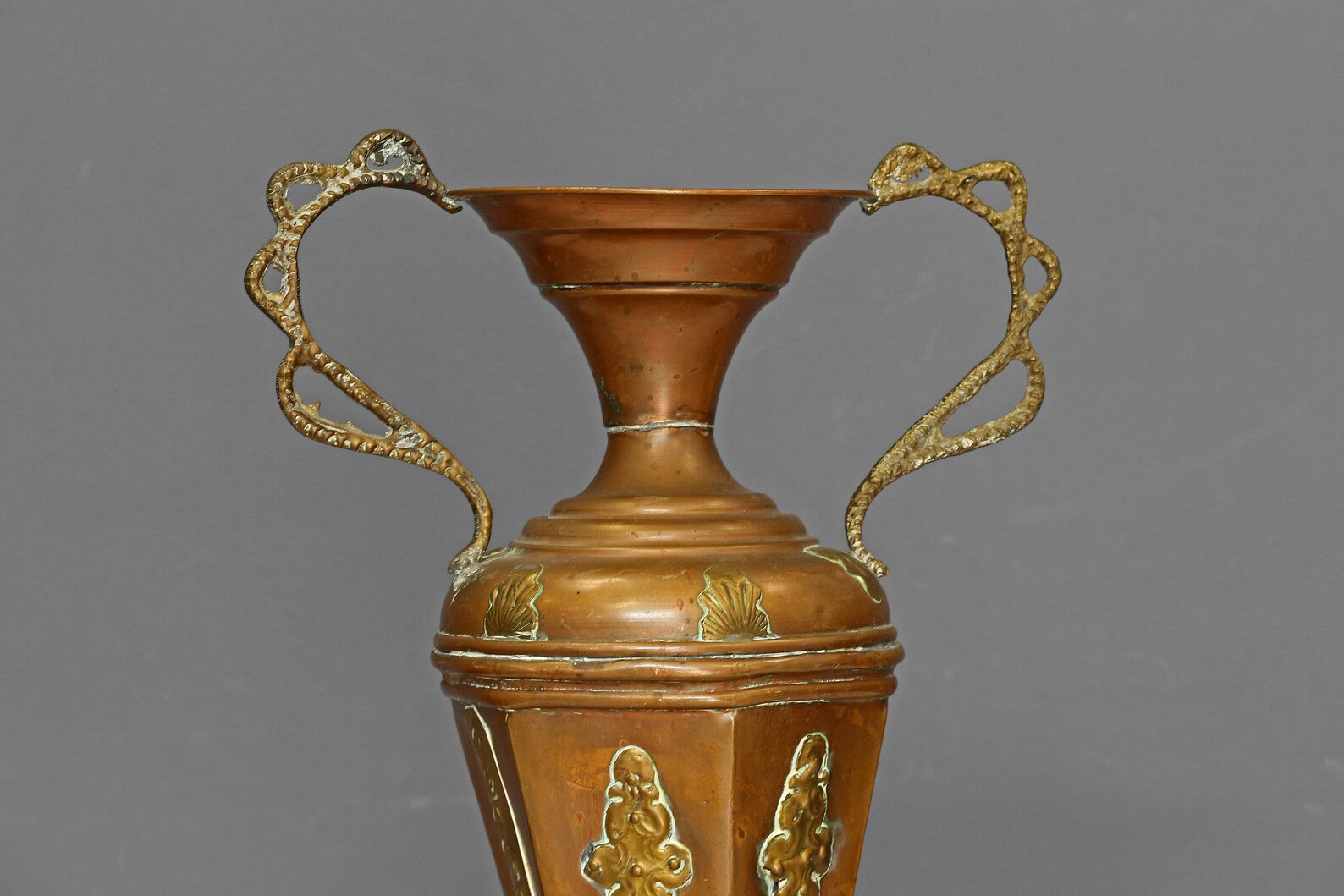 Antique Copper Amphora With Brass Decoration Cooper Vase With Etsy