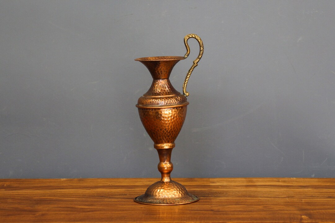 Antique Hammered Copper Amphora Cute Medium Size Copper Vase Etsy