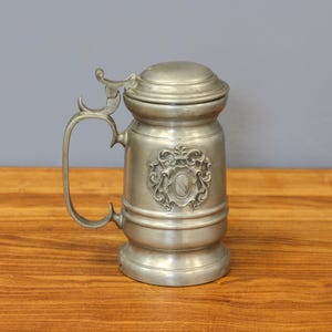Vintage Pewter Beer Tankard, 95% Etain PureMug, Italian Old Pewter Beer Cup, Pewter Mid Century Tankard, Stein Tin Beer Jug.