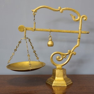 Antique Brass Balance Scale, Vintage Collectable Scale, Large Brass Italian Scale, Large Brass Scale of Justice, Unusual Brass Scale.