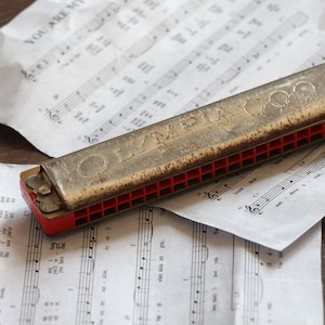 Vintage German Harmonica  Olympia.  Antique  Harmonica Collectible Musical Instrument!