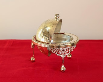 Vintage Silver-Plated Butter Dish with Lid, Art Deco Breakfast Set