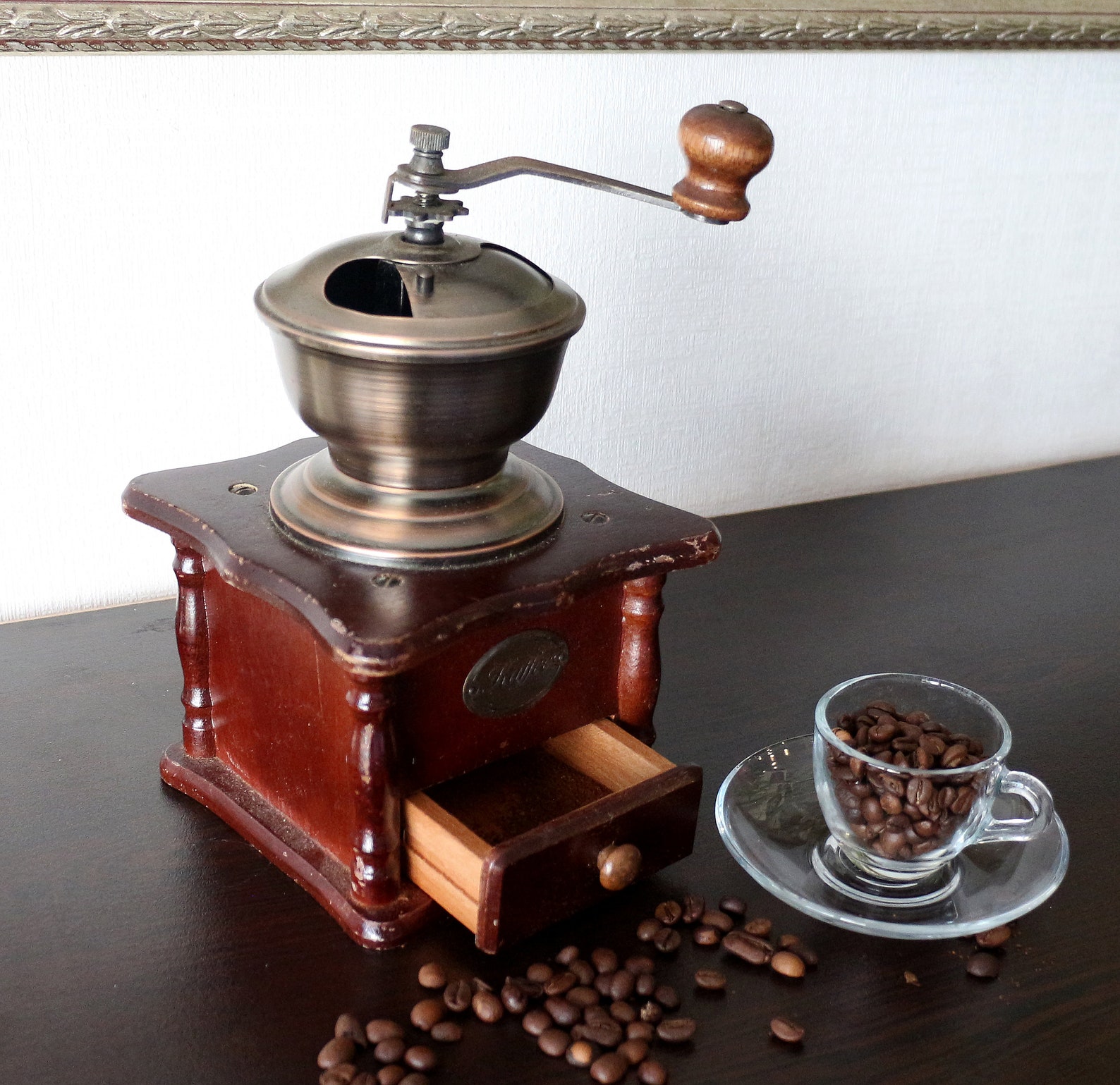 Vintage Wooden Coffee Grinder Antique European Coffee Etsy