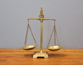 Brass Scale of Justice, Law Office Decor, Elegant Home Decor, Brass Balance Scale, Ornate Bronze Scale, Library Decor, Scale Centerpiece.