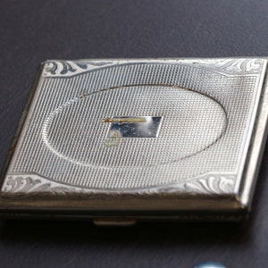 Antique German Cigarette Case / Art Deco Silverplated Cigarette Holder / Paris Scroll 2-band Business Credit Card Holder
