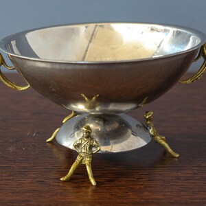 Gold Plated Bowl with Feet, Mirror Fruit Bowl with Handles, Small Tray With feet-men, Round Centerpiece Candy Dish, Repousse Gilded Bowl. image 5