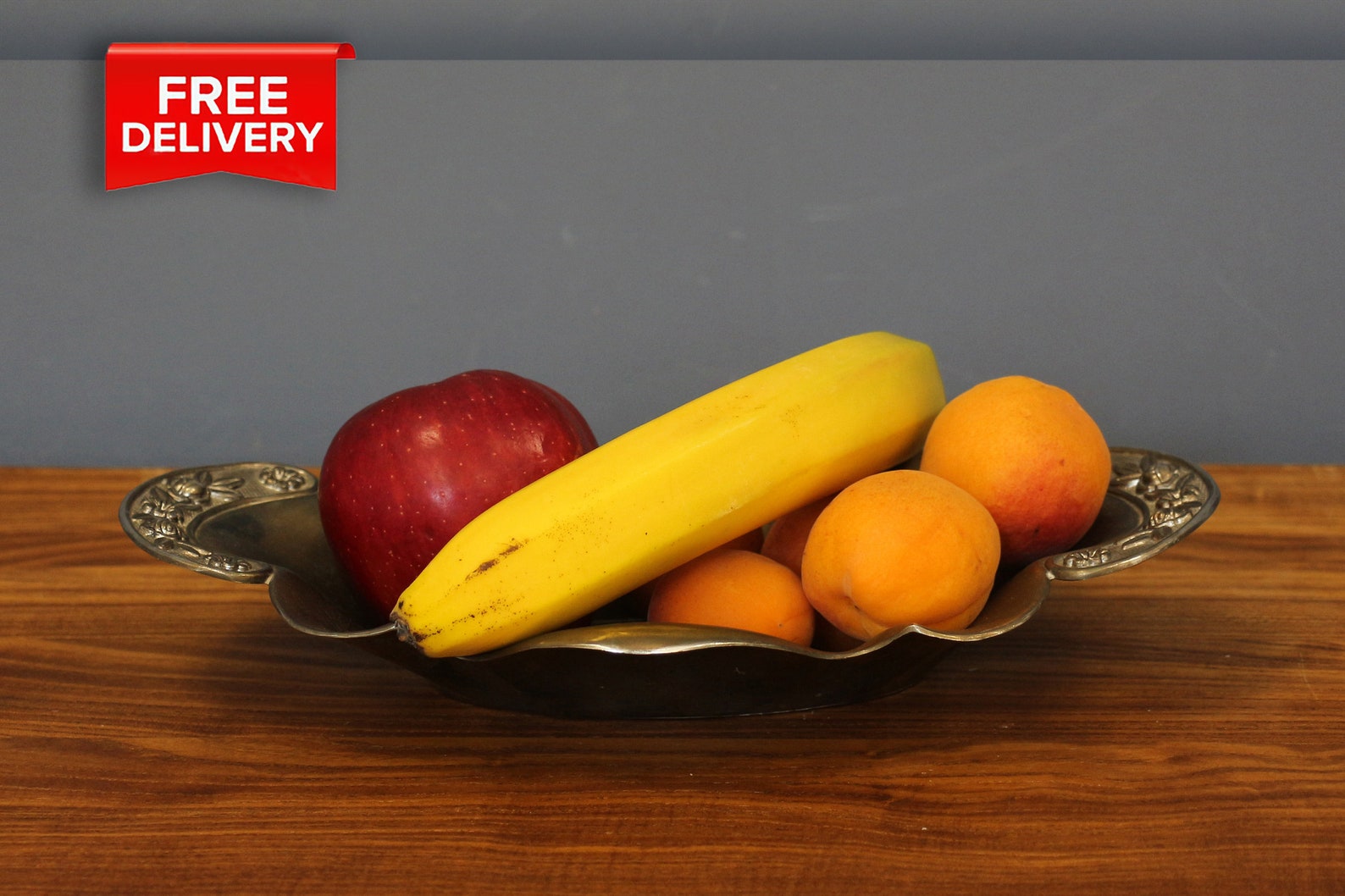 Floral and Leaf Motifs Silver-Plated Fruit Bowl