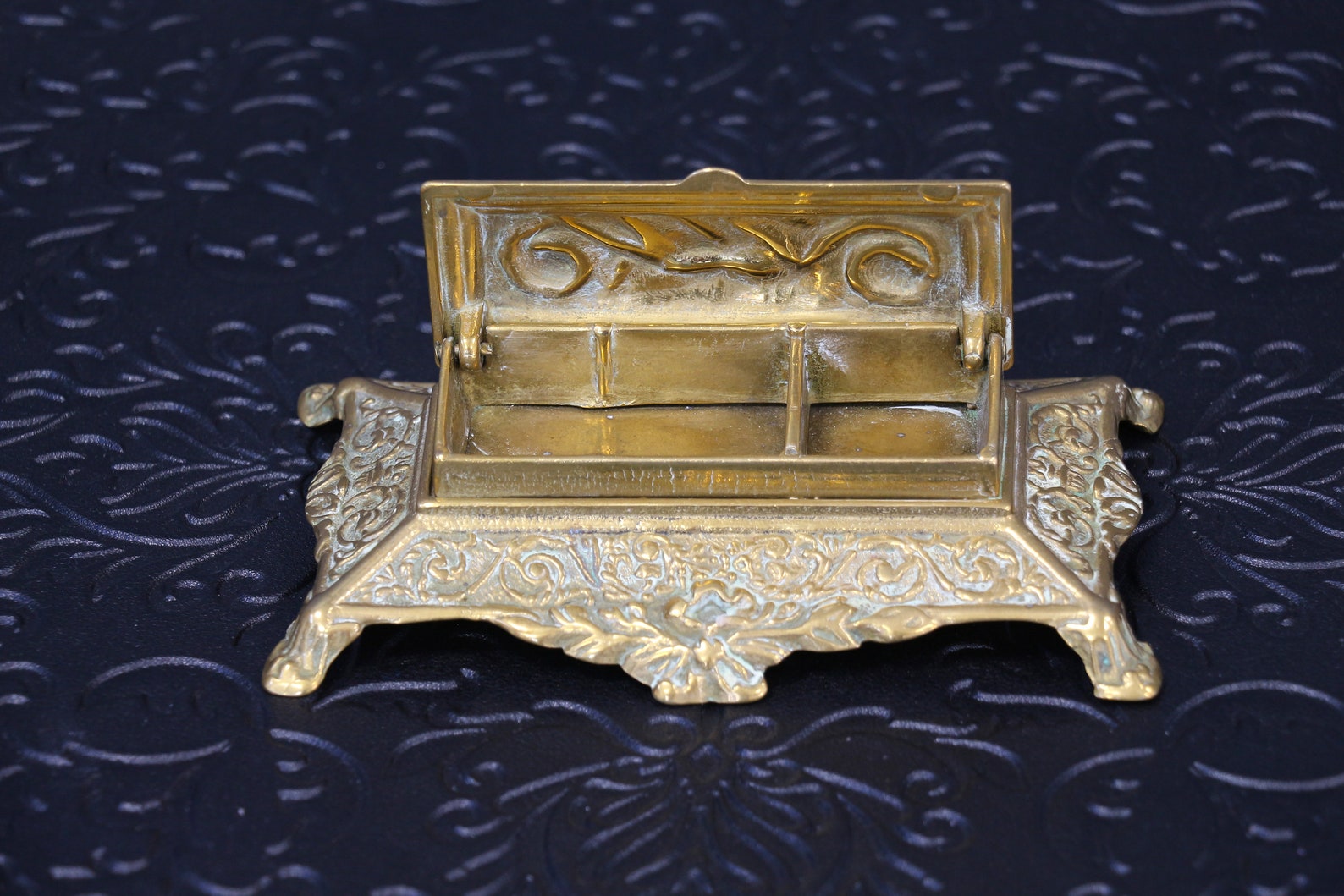 Antique Brass Stamp Holder Rococo Style Postage Stamp Holder Etsy