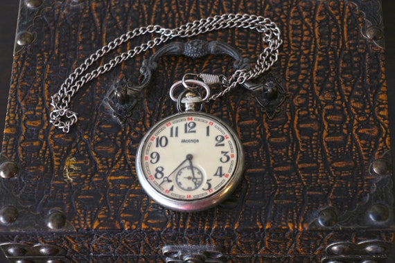 Vintage MOLNIJA Ship Pocket Watch, Men's pocket w… - image 7