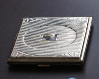 Antique German Silver-plated Cigarette Case, Art Deco Scroll