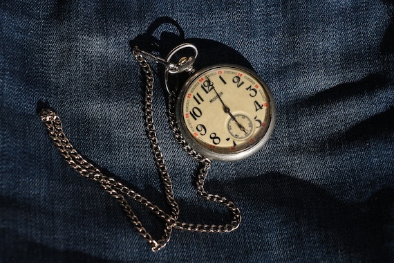 Vintage MOLNIJA Ship Pocket Watch, Men's pocket w… - image 10