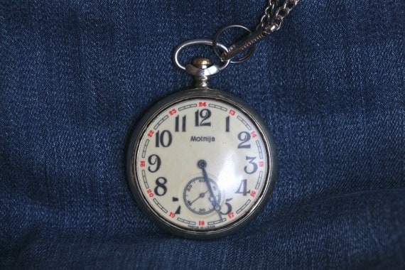 Vintage MOLNIJA Ship Pocket Watch, Men's pocket w… - image 1
