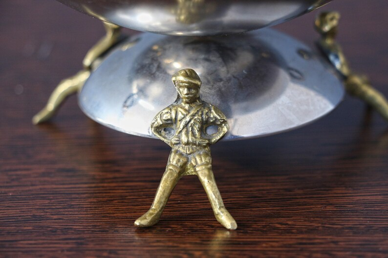 Gold Plated Bowl with Feet, Mirror Fruit Bowl with Handles, Small Tray With feet-men, Round Centerpiece Candy Dish, Repousse Gilded Bowl. image 8