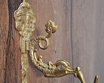 Brass Ornate Wall Hook, Bronze Snake Wall Hanger, Brass Dragon Coat Hanger, Brass Fish Wall Hanger, Snake Style Hook.