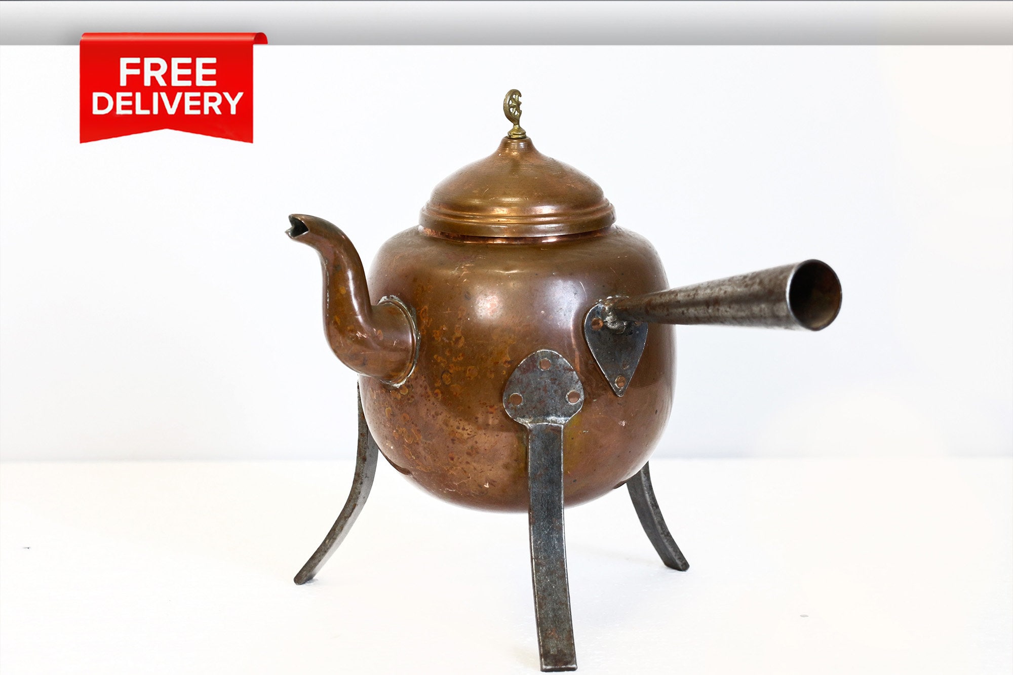 Vintage Copper Pot from Sweden, Classic Rustic Teapot