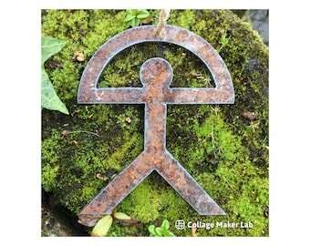 Rustic Indalo Man Hanger: Rusty Metal Wall & Tree Decor (10cm)