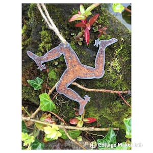 Appendiabiti da parete rustico Isle of Man Triskelion, decorazioni per l'albero di Natale, appendiabiti da parete regalo Rusty Art, decorazione da parete per soggiorno e giardino, 10 cm