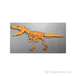 Rustic TREX Dinosaur Skeleton Metal Wall Art: Boys Gift