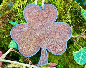 Rustic Shamrock Steel Clover Leaf Christmas Tree Or Garden Decoration Wall Hanger Irish Shamrock Decor St Patrick’s Day Decor (10cm)